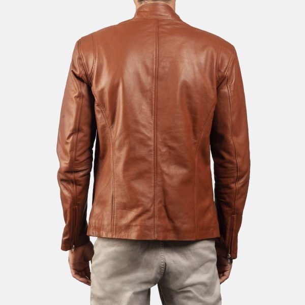 Liam Brown Leather Biker Jacket - Image 6