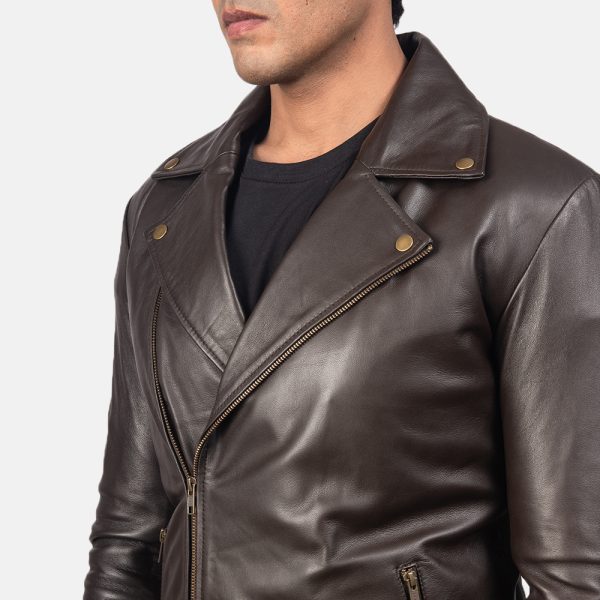 Michael Brown Leather Biker Jacket - Image 4