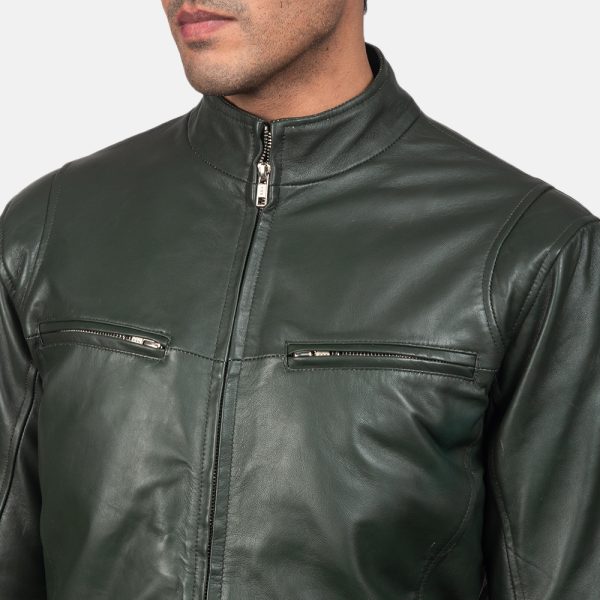 Liam Green Leather Biker Jacket - Image 4