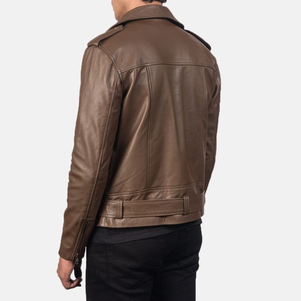 Elijah Brown Leather Biker Jacket - Image 5