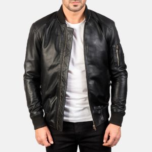Daniel Black Leather Bomber Jacket