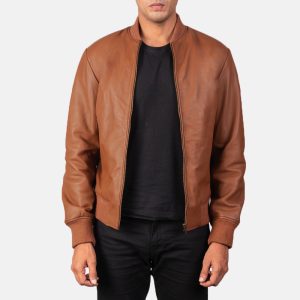 Jack Brown Leather Bomber Jacket