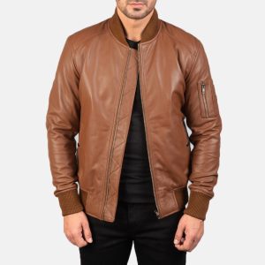 Daniel Brown Leather Bomber Jacket