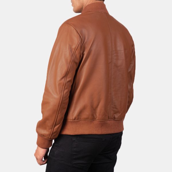 Jack Brown Leather Bomber Jacket - Image 5