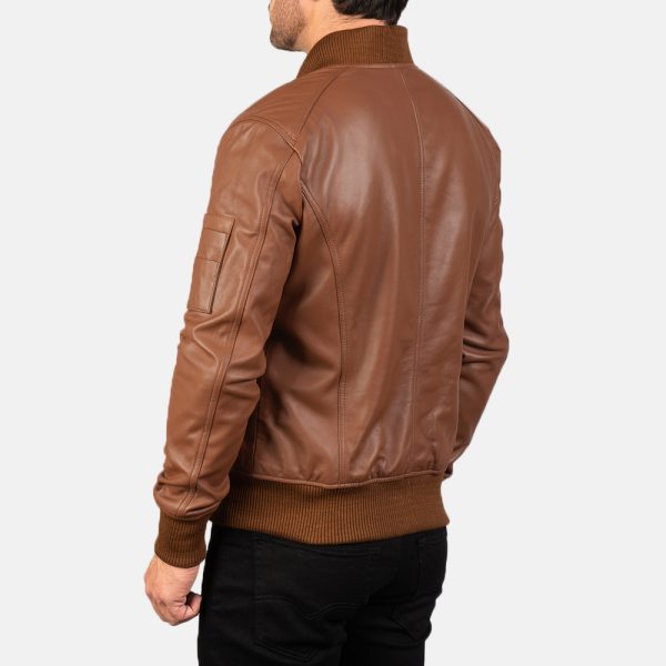 Daniel Brown Leather Bomber Jacket - Image 5