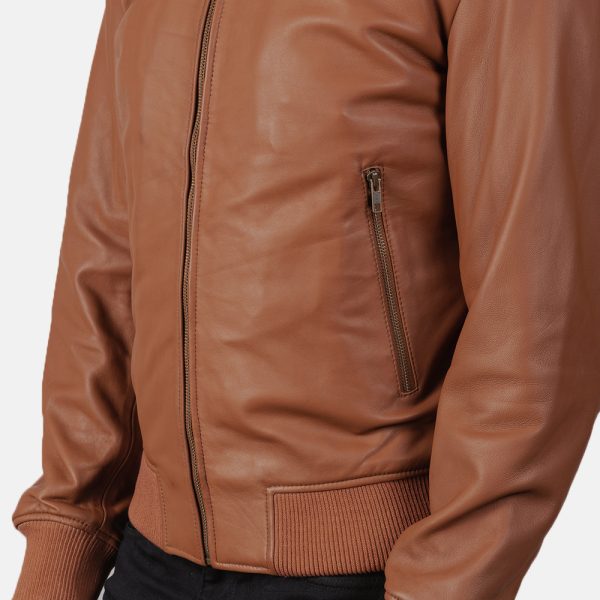 Jack Brown Leather Bomber Jacket - Image 4