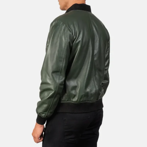 Jack Green Leather Bomber Jacket - Image 5