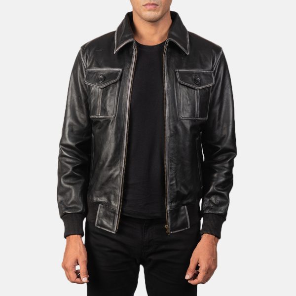 Oliver Black Leather Bomber Jacket