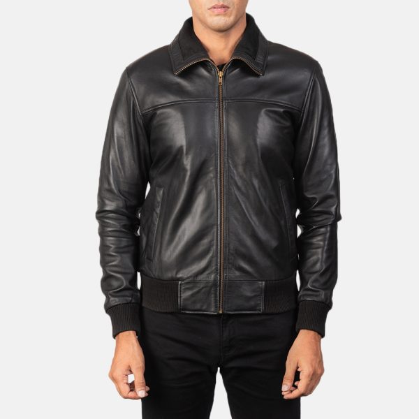 William Black Leather Bomber Jacket - Image 2