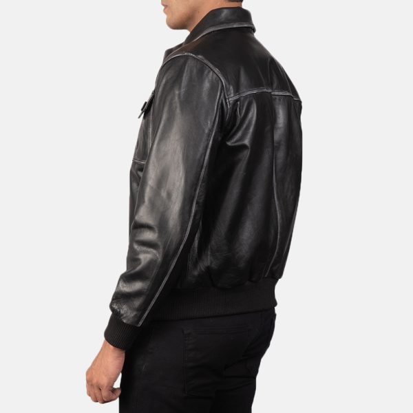 Oliver Black Leather Bomber Jacket - Image 5