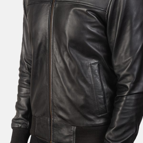 William Black Leather Bomber Jacket - Image 4