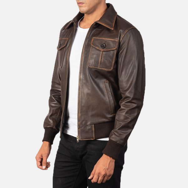 Oliver Brown Leather Bomber Jacket - Image 3