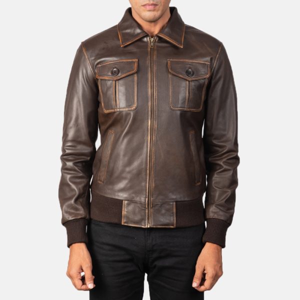 Oliver Brown Leather Bomber Jacket - Image 2