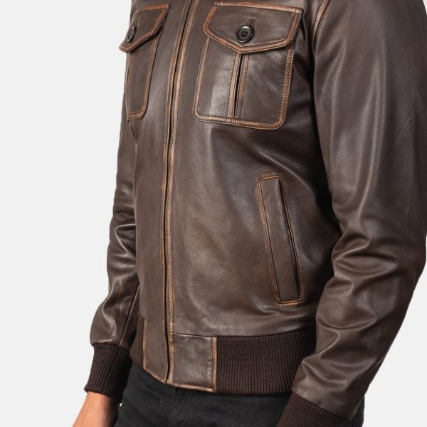Oliver Brown Leather Bomber Jacket - Image 4