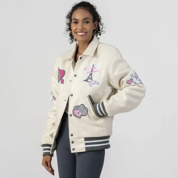 Paris Customized Women Letterman Jacket - Image 2