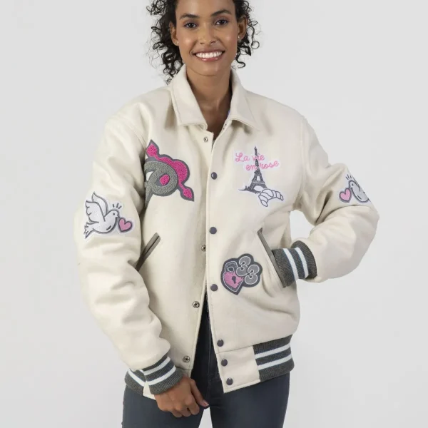 Paris Customized Women Letterman Jacket - Image 6