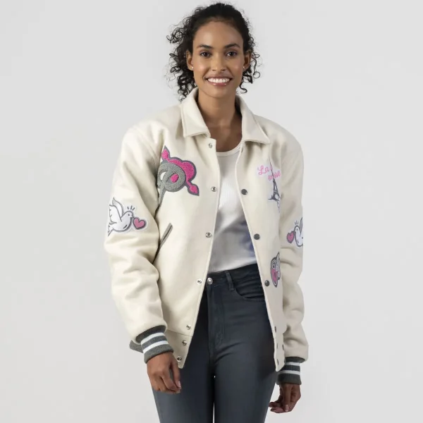 Paris Customized Women Letterman Jacket - Image 3