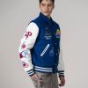 Customized White & Blue Letterman Jacket - Image 3
