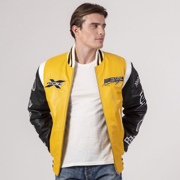 Racing Leather Letterman Jacket - Image 3