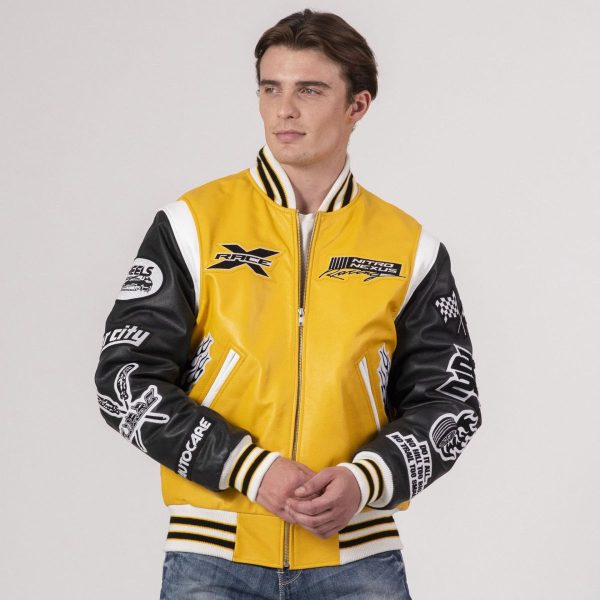 Racing Leather Letterman Jacket - Image 4