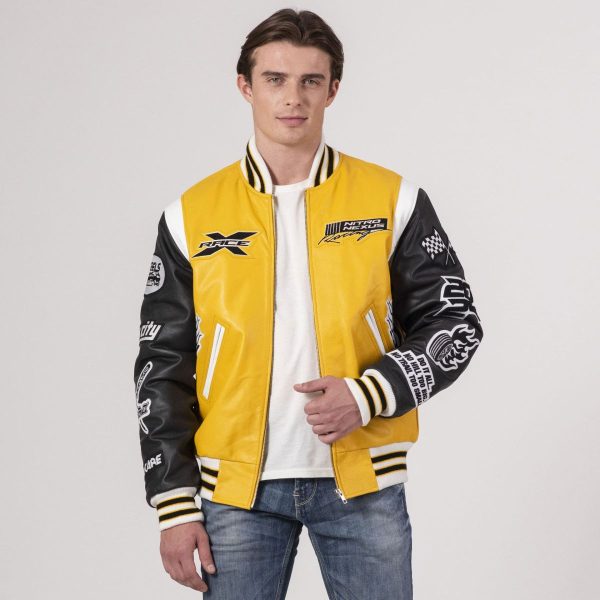 Racing Leather Letterman Jacket - Image 5