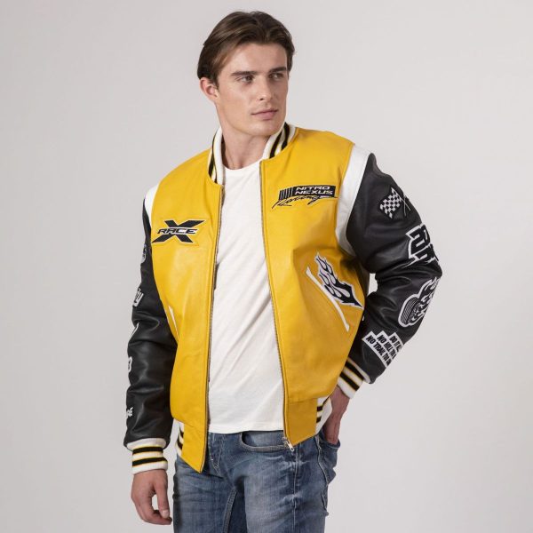 Racing Leather Letterman Jacket - Image 6